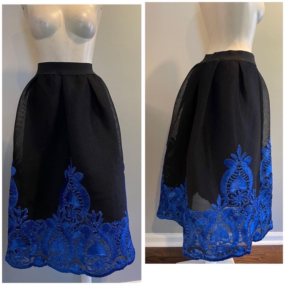 BLUE BLACK MESH SKIRT - Picture 5 of 6